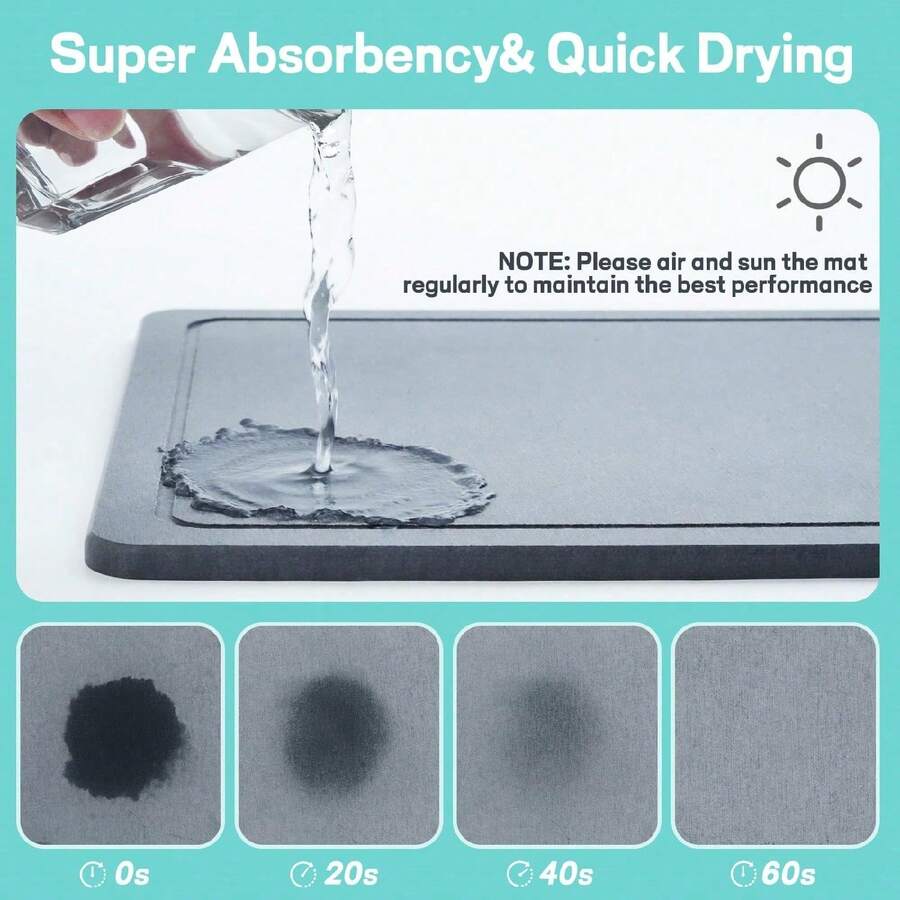 Dish Drying Rack With Stone Drying Mat, Quick-Drying/Stainless/Super Sturdy/Space-Saving, Dish Strainers For Kitchen Counter, Escurridor De Trastes Para Cocina (Black) - Black - View 1