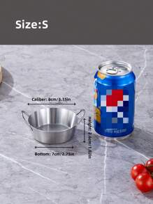 1 Peça, Prato de Molho Chanfrado Duplo Criativo de Aço Inoxidável 304 de 8cm / 10cm / 12cm, Modelo Extra Grosso, Borda Reta Sem Borda Enrolada, Pode Conter Molho para Salada, Ketchup, Também Pode Conter Petiscos e Dim Sum, Molho de Chili Coreano Redondo Comercial Prato de Molho de Sabor de Molho de Soja, Prato de Molho, Kimchi e Prato de Vegetais Frios, Materiais Escolares - Prata - Visão 15