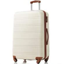 4-Wheel ABS Hard Shell Travel Trolley Suitcase Set, Hand Luggage 24 Inch, Ivory And Brown - Multicolor - View 2