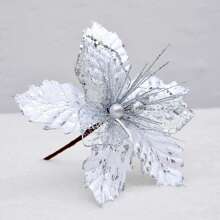 Christmas Tree Flowers Artificial Faux Flowers Decoration Christmas Tree Picks Ornaments - Red - View 2