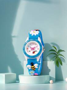 2pcs/Set Simple And Lovely Children's Watch Lovely Painting Decorated Watch, Thanksgiving, Party Holidays, Luxury Out Of Everything, Return To School, Children's Gifts