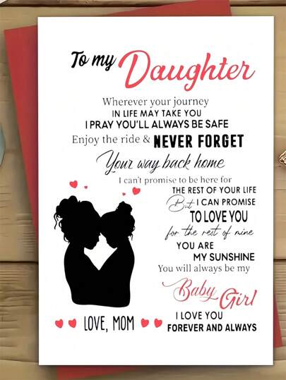 Mother's Heartfelt Message Card For Daughter's Holiday, Birthday, Christmas, Thanksgiving, Halloween, Anniversary Or Any Special Occasion,Christmas
