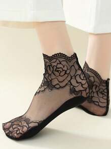 5pairs Women Floral Pattern Casual Ankle Socks - Multicolor - View 4