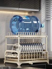 1pc Dish Drying Rack, A Two-Tier Dish Rack Featuring A Drainboard, Multifunctional Dish Drainer, Includes A Cutting Board Holder, Utensil Holder, And Cup Holder,