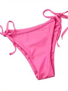 Women's Two Pieces Swimwear Suit, Curve-Hugging Strap-Free Backless Bra + Triangle Panties - Pink - View 4