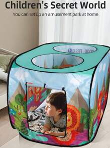 1pc Cartoon Children's Tent Playhouse, Indoor Outdoor Climbing Toy House, Portable Foldable No-Assembly, Christmas Party Family Decoration, Halloween Thanksgiving Gift For Boys And Girls