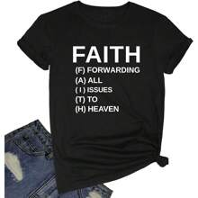 Women Faith Round Neck Graphic T Shirts Cute Funny Tops