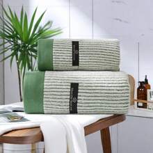 Home Bathroom Adult Jacquard Soft Absorbent Towel Set - Green - View 5