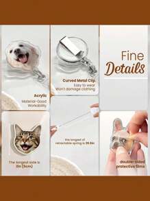 1pc Customized Key Chain Badge Reel - Personalized Photo (Pet, Baby, Star, Company Logo) Acrylic Retractable Badge Reel, Interesting Photo Badge Reel, Suitable For All Seasons - Customized Pet Badge Reel - Nurse Badge Reel With Photo - Campus Badge Reel - Transparent - View 5