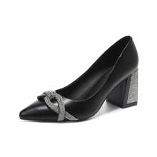 时尚优雅水钻装饰尖头高跟鞋