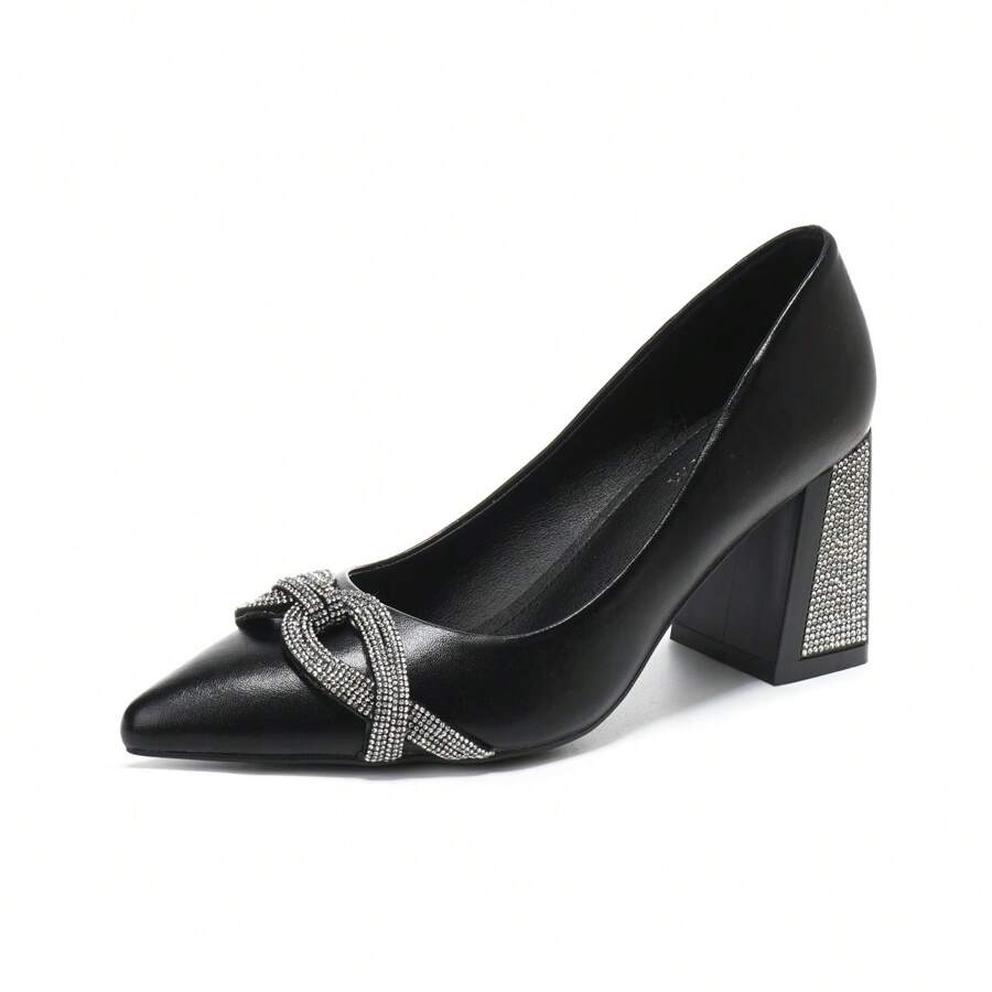 时尚优雅水钻装饰尖头高跟鞋