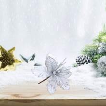 Christmas Tree Flowers Artificial Faux Flowers Decoration Christmas Tree Picks Ornaments - Red - View 4