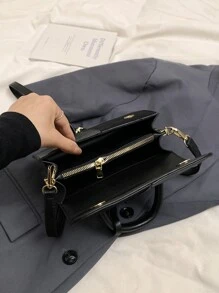 Winter New Fashion Classic Joker Women's Suede Bag, Stitching Fabric Design Burgundy Bag, Letter Pattern Decorative Design Handbag, Square Bag And Shoulder Bag Are All Suitable For Shopping. For Parties And Dates.