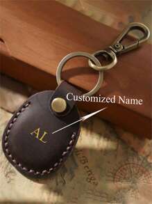 Estuche para llavero con iniciales de piel sintética personalizado, Soporte para llaves monogramado personalizado, Accesorio de llavero de moda  para AirTags