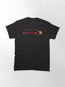 Spacex Mars Exploration Classic T-Shirt, Women's T-Shirt, 220g Pure Cotton, Casual Crew Neck, Great For Day Wear, Outdoor Gatherings, And Relaxing. - 黑色 - 查看 1