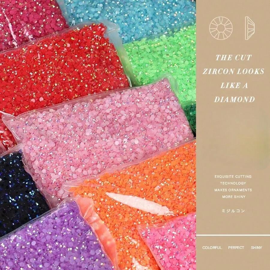 2MM 3MM 4MM 5MM 6MM Jelly AB Resin Cold Fixation Rhinestones Flat Back Suitable For Making Rhinestone