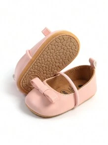 Infant Infant Girls Mary Jane Shoes Non-Slip Rubber Sole Ballet Slippers Princess Dress Wedding Shoes Newborn Crib Shoes First Walkers Shoes - Pink - View 6