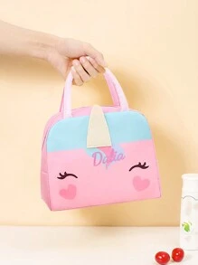 1pc Customized Name Letter Theme Insulated Lunch Bag, Linen Blend, Ideal Gift For Back To School, Anniversary, Birthday Party,Delicate Romance