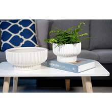 12" Round Ceramic Planter, White