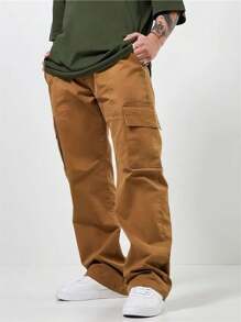 MEN'S SKATEBOARD, CASUAL, 5 POCKETS, DRAWSTRING CLOSURE, CARGO JOGGER PANTS, UNISEX FASHION - Marrón - Ver 1