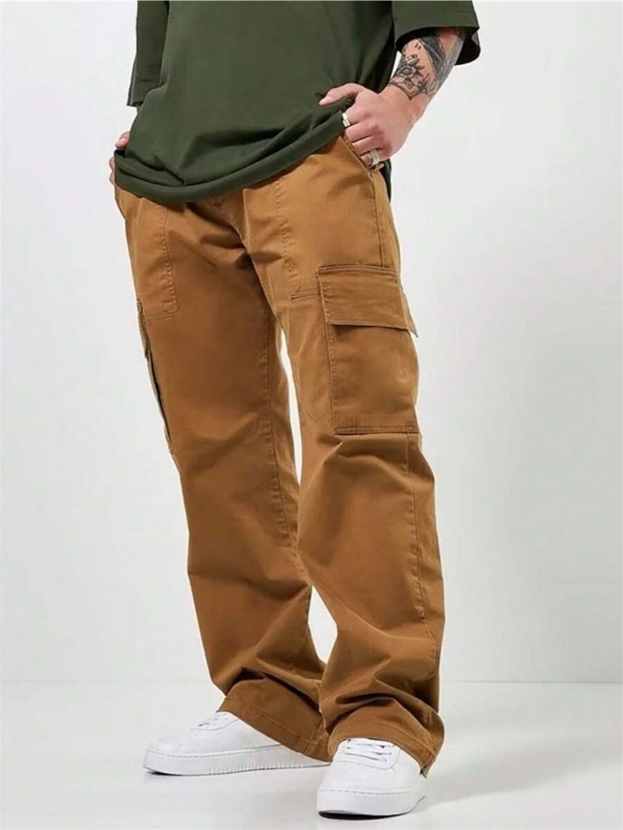 MEN'S SKATEBOARD, CASUAL, 5 POCKETS, DRAWSTRING CLOSURE, CARGO JOGGER PANTS, UNISEX FASHION - Marrón - Ver 1