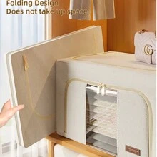 Foldable Clothes Basket Home Storage Bag Large Capacity Clothes Storage Boxes For Cotton Quilt Hat Scarf Storage Box Wardrobe Organizer - Multicolor - View 5