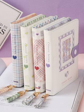 1 件格子纽扣笔记本，复古美学学生备忘录日记本，单本/随机发货