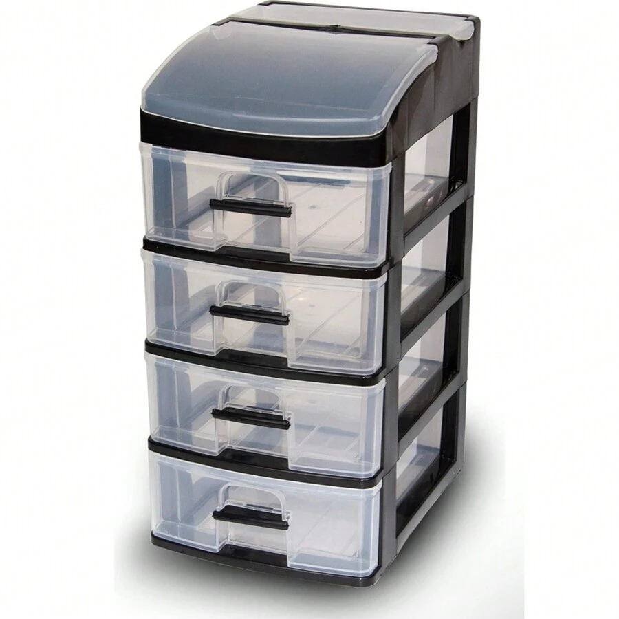 Organizador Cajonera De Escritorio 4 Niveles Oficina Escolar Joyero Para Anillos Pulseras - Negro - Ver 1