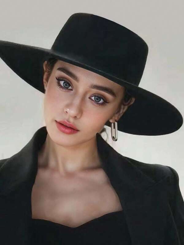 1 peça chapéu de feltro de aba larga unissex de cor sólida, chapéu fedora elegante de estilo europeu e americano vintage, moda urbana, ocasiões casuais e formais, outono/inverno quente