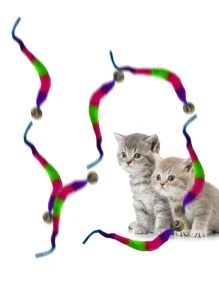 1pc Magic Cat Twisty Worm Ball Toys Wiggly Ball Assorted Variety For Cats The Color Of The Ball Is Random Plush Elastic Ball Toy Color Random - Multicolor - View 6