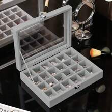 Schmuckaufbewahrungsbox für Ohrringe, Ringe, Halsketten, Schmuckausstellungsbox, Schmuckklassifizierung, staubdicht, transparent, Klappscharnier, Schmuckbox mit großer Kapazität und mehreren Ebenen, tragbare Schmuckaufbewahrungsbox für Zuhause und Reisen