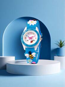 2pcs/Set Simple And Lovely Children's Watch Lovely Painting Decorated Watch, Thanksgiving, Party Holidays, Luxury Out Of Everything, Return To School, Children's Gifts