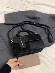 Winter New Fashion Classic Joker Women's Suede Bag, Stitching Fabric Design Burgundy Bag, Letter Pattern Decorative Design Handbag, Square Bag And Shoulder Bag Are All Suitable For Shopping. For Parties And Dates.