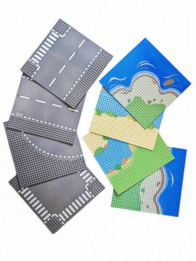 32x32 创意积木底板，带有河流、草原和海洋设计，ABS 材质，是节日房间装饰的绝佳礼物