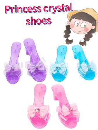 1 Pair Girls Princess Sandals Girls, Jewelry Shoes Princess Crystal Shoes Dress-Up Party Shoes, Bow Shoes, Performance Role-Playing Props, Toy Crystal Clear Strap Shoes, Christmas/Children's Day/Birthday Gifts,Children Toys Girl,Princess Dresses,Kids Cosplay,Kids Costume,Christmas,Princess,Princess Costume,Costume Kids,Kids Costume