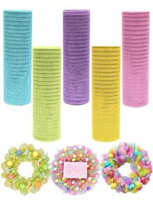 1 rollo de 10 yardas de cinta de malla decorativa para Pascua, cinta para hacer arcos, coronas, guirnaldas y envoltura de regalos para fiestas y decoración primaveral del hogar para regalos de Pascua 2025