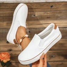 Couples Canvas Slip-On Slouchy Shoes For Walking - 白色 - 查看 1
