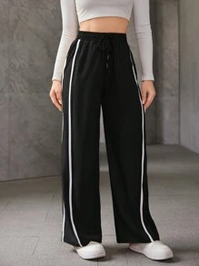 Women's Casual Elastic Trousers, Thin Ice Silk Breathable Loose Trousers - 黑色 - 查看 5