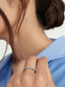 Eleganter, einzigartiger Designer Doppelschicht-Perlenring, minimalistisch, 925er Sterlingsilber-Ring für Frauen, für den täglichen Gebrauch, wasserfest, hochwertig