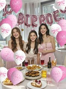 18 stuks 30 cm roze latex strikballonnen voor vrijgezellenfeestdecoraties, strikthema verjaardagsfeestjes, leuke benodigdheden voor bruidsverlovingsfeesten, geschikt voor achtergronddecoratie voor verjaardagsfeestjes, bruiloftsdecoratie, buitenfotografie, fotografie-rekwisieten, accessoires voor het instellen van scènes
