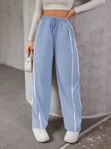 Women's Casual Elastic Trousers, Thin Ice Silk Breathable Loose Trousers - 藍色 - 查看 6