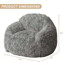 Bean Bag Chair,37" Faux Fur Bean Bag Sofa With Armrest,High-Density Foam Beanbag Chair,Lazy Sofa Bean Bag Couch,Floor Sofa For Apartment Dorm Office Home Gaming Reading Relaxing - Black - View 3