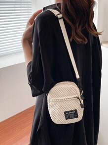 Modieuze geweven stro schoudertas, chique strandreis crossbody tas voor vrouwen