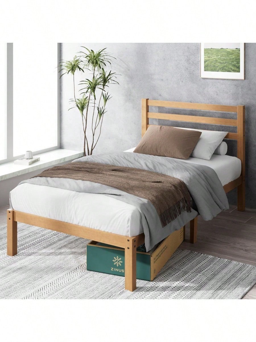 Zinus Leah Single Bed Frame - Bed 90 X 190 Cm - 36 Cm Height With ...