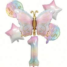 Bộ 6 bóng bay chủ đề bướm, bóng bay lá kim loại hình ngôi sao 40 inch, bóng bay lá kim loại hình bướm Macaron, thích hợp để trang trí tiệc sinh nhật, không cần điện - Nhiều màu - Xem 7