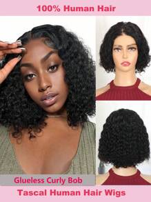 Curly Wave Bob Wig Human Hair 4x4 Deep Wave Curly Lace Front Wigs Human Hair For Women Short Bob Human Hair Wig Pre Plucked With Baby Hair Glueless Hair Curly Wigs Nature Hairline 180% Density 8 Inch Thanksgiving & Christmas &Party Short Bob Wigs