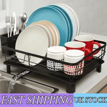 NetHong Dish Drainer Rack Kitchen With Drip Tray Sink Washing Plates Draining Board Cutlery Holder Cup,Kitchen Storage Racks Are Suitable For Storing Bowls, Plates, And Tableware. - Black - View 4