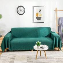 Loveseat Cover Sheet Blanket, Cotton Woven Reversible Anti Slip Cushion Covers 2 Seater Couches With Armrest, Living Room Furniture Decor Slipcovers Protector Pets - 墨綠色 - 查看 4