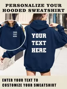 Customized Christmas Gifts, Customized Thanksgiving Gifts, Customized Women's Hoodies, Sweatshirts, Shirts, And T-Shirts - Add Your Own Text And Pictures (Family Photos/Selfies/Pet Photos/Friends Photos/Party Photos) To Design Your Own Personalized Printed Sweatshirts, Sweatshirts, Shirts, And T-Shirts, Logo Business | Wedding Gifts | Party Costumes | Birthday Gifts | Halloween Costumes | Christmas Costumes - Navy Blue - View 1