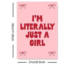 1幅装裱/未装裱“我只是个女孩”粉色字体学院风艺术海报，营造少女心满满的房间氛围，增添多巴胺活力，趣味十足的帆布画，简约风格，适合宿舍、大学公寓、客厅、卧室、现代家居装饰。 - 彩色 - 查看 9